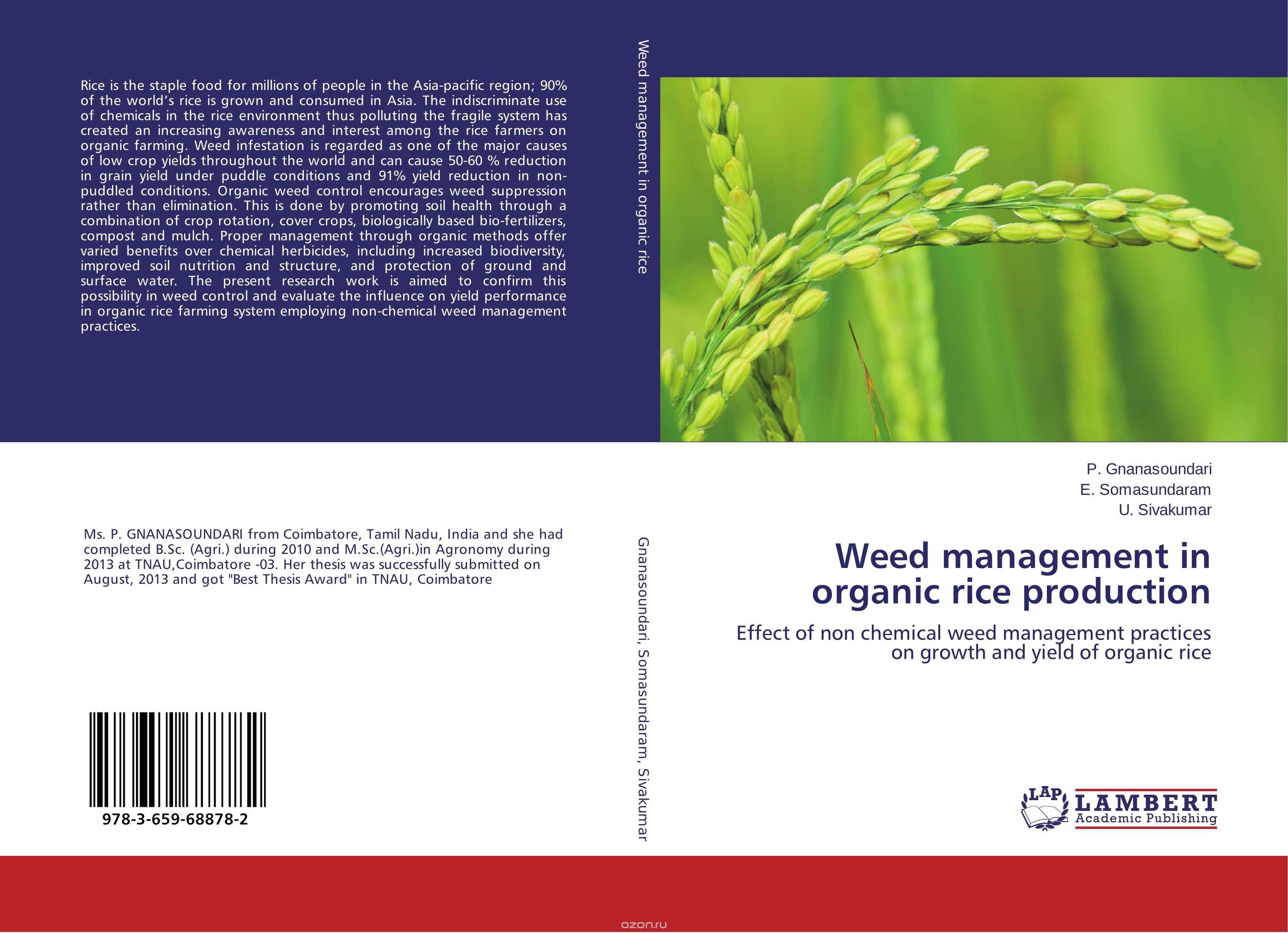 Weed management in organic rice production